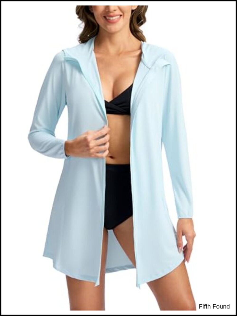 Women's UPF50+ Long Sleeve Swim Cover Up Hooded Zip Rash Guard